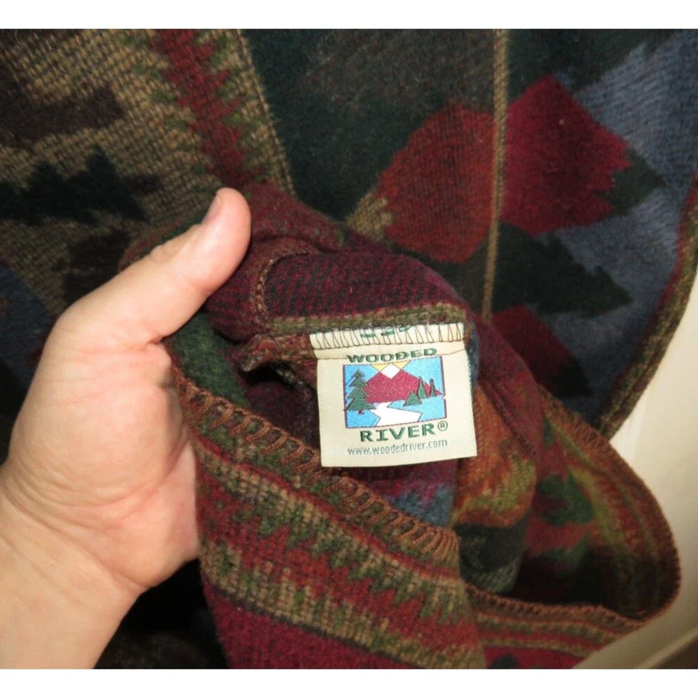 Wooded River Pillow Sham Set Of 2 Cabin Bear Rustic Motif Wool Blend USA Made*